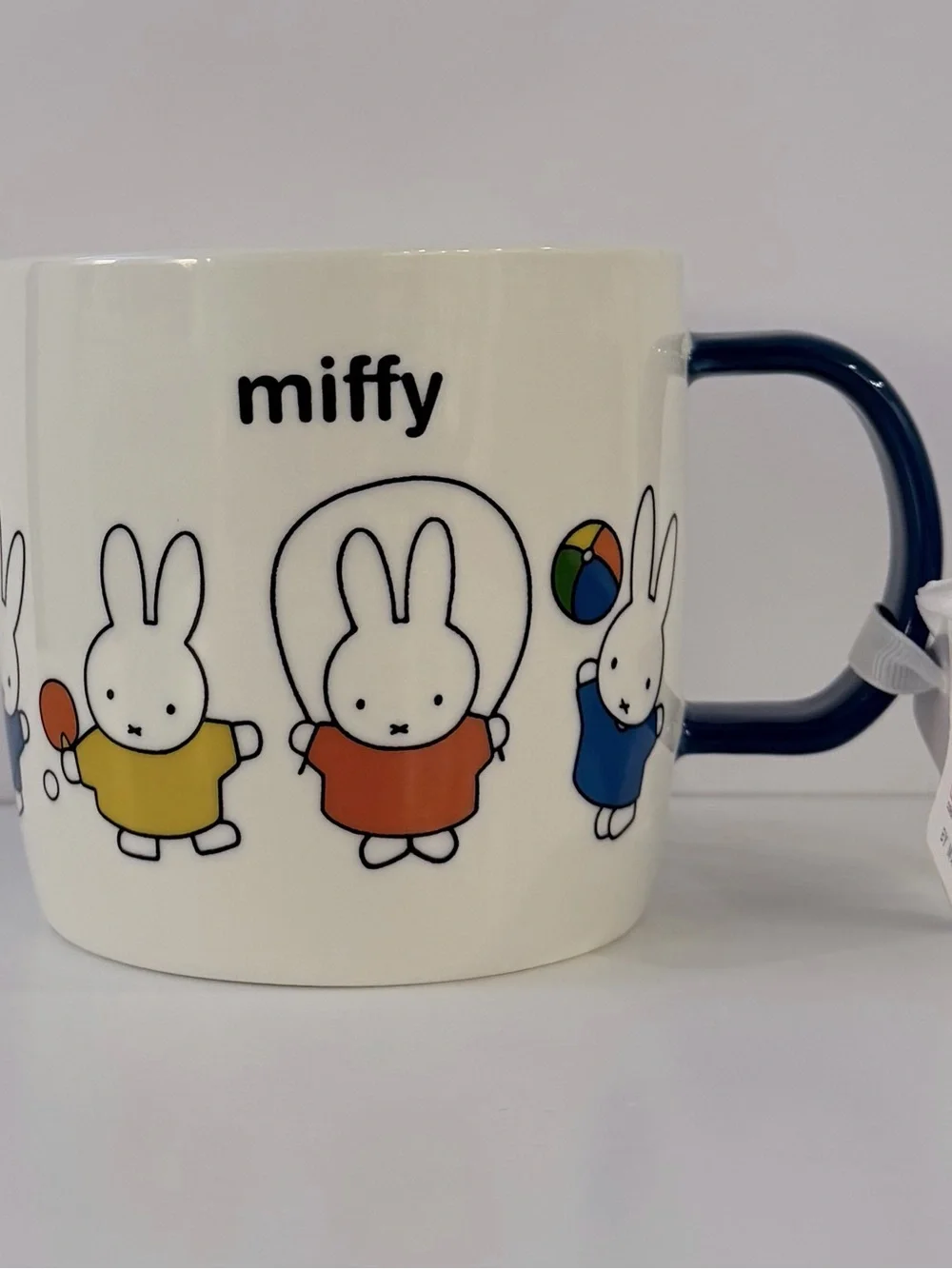 miffy Ceramic Mug with Multicolor Bunny Play Designs - White & Navy